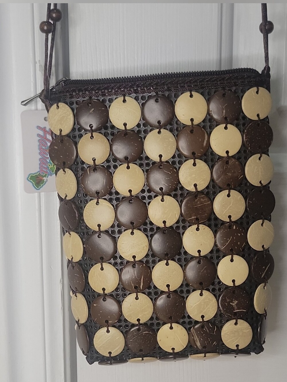 Island Sense Hawaii Beaded Floral Crossbody Bag Coconut Shell NWT Boho Beach